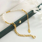 Stainless Steel Beaded Elegant Splicing 18K Gold Plated Pearl Figaro Chain Bracelet My Store