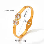 18K Gold Plated White Cubic Zirconia Setting Stainless Steel Band Bangles for Female My Store