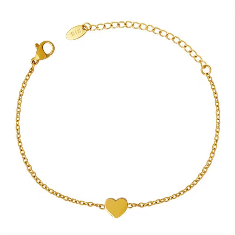 18K Plated Gold Non-Fading Stainless Steel Heart Bracelet Jewelry Ladies Armband My Store