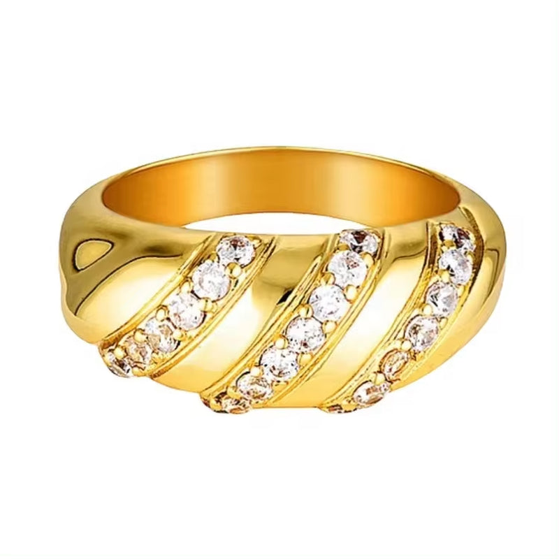 Trendy Enamel Jewelry Stainless Steel 18K Gold Plated Chunky Black Gem Ring Vintage Black Enamel Dome Ring My Store