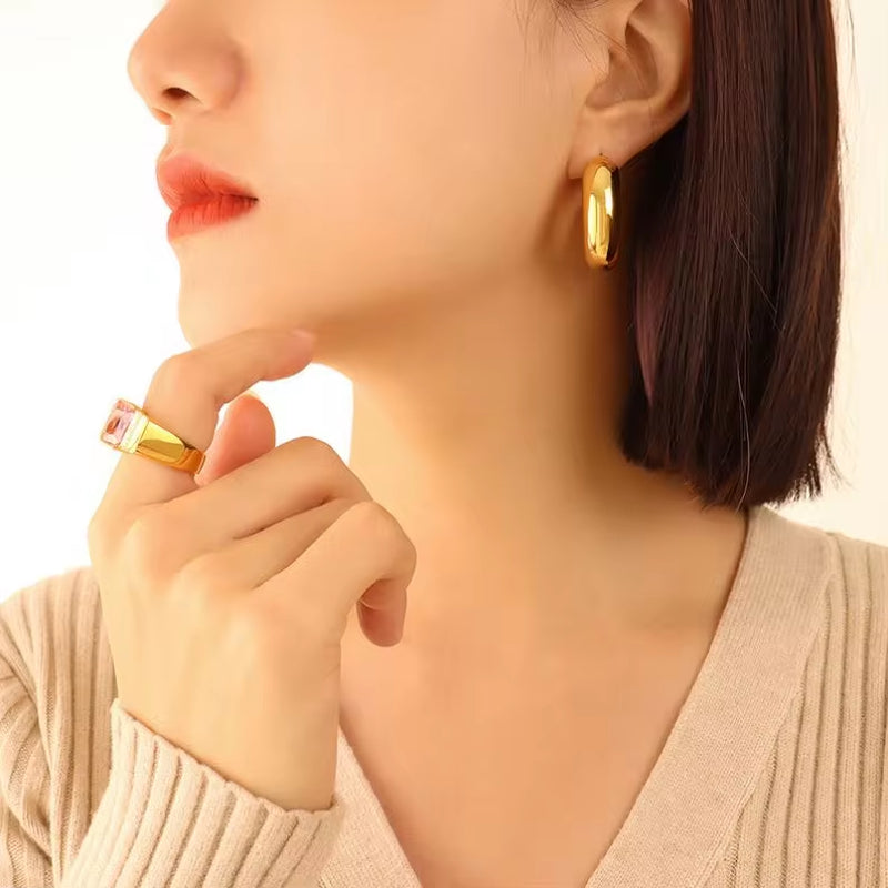 Vintage Jewelry Bulk Wholesale Luxury Stainless Steel 18K Gold Plated Custom Geometric Large Hoop Earrings Set Women My Store