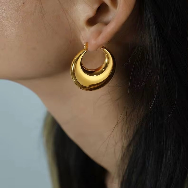 JEWELRY EH24-EH25 French High Quality Earrings Glossy Stainless Steel 18K Gold Plated Earrings Wholesale My Store