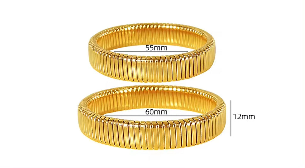 JEWELRY SZ16 Hight Quality Vertical Stripe Circle Stacking Bracelet Wide Bracelet Stainless Steel Bangle for Women My Store
