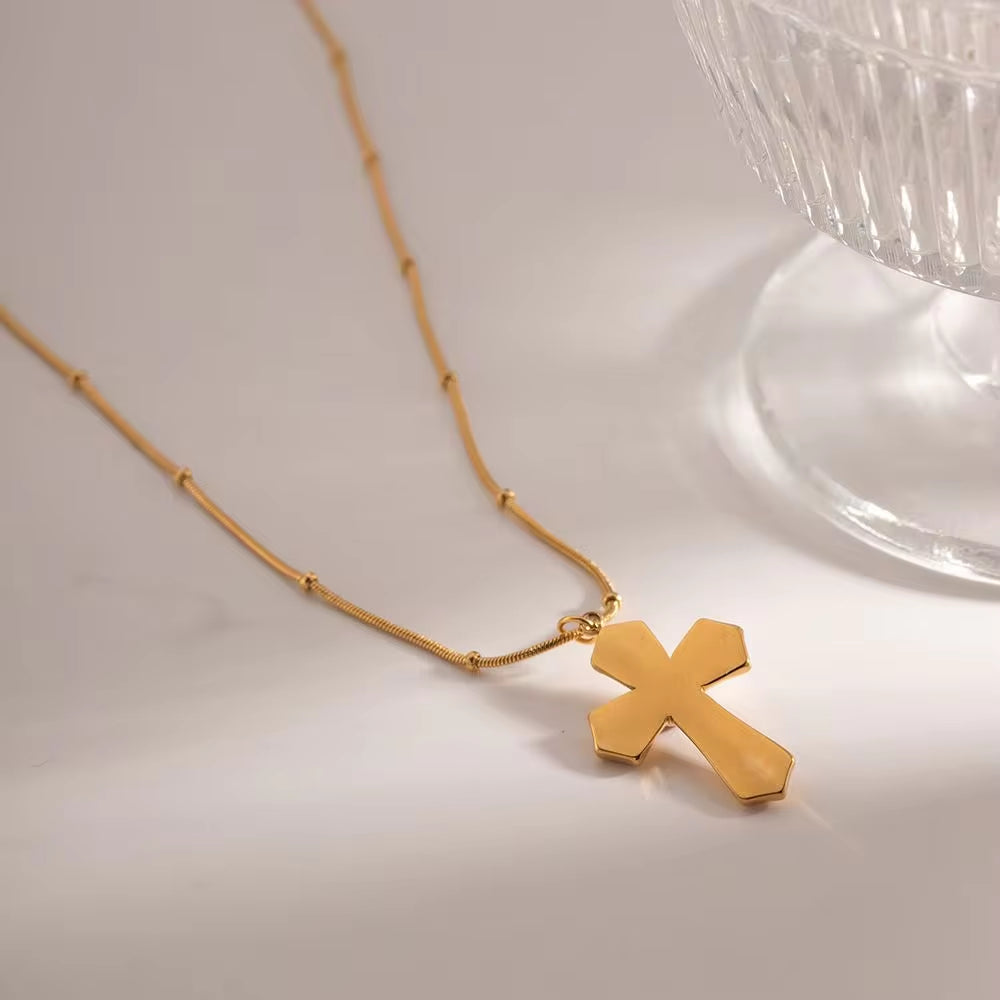 Jewelry 18K PVD Gold Plated Hammer Cross Necklace Tiger Eye Stone Cross Pendant Necklace for Women My Store