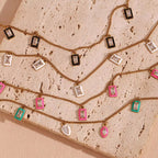 Shining Zircon Enamel Charm Necklace Gold Plated Jewelry Water Drop Choker Necklace Stainless Steel Necklace My Store