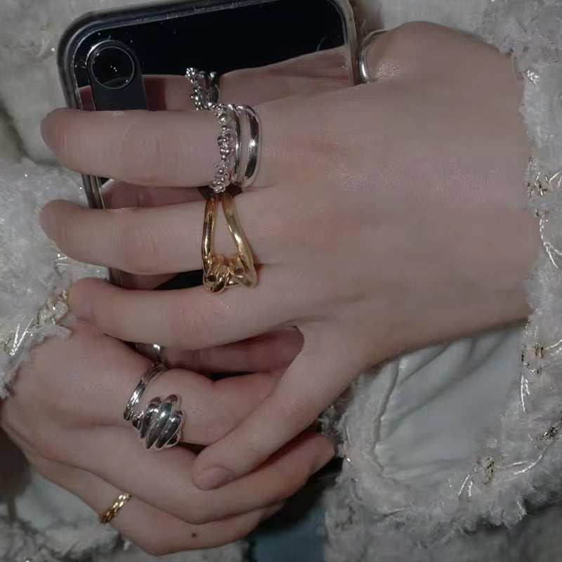 High End 18K Gold Plated Simple Knot Rings Stainless Steel Rings for Women Tarnish Free Jewelry My Store