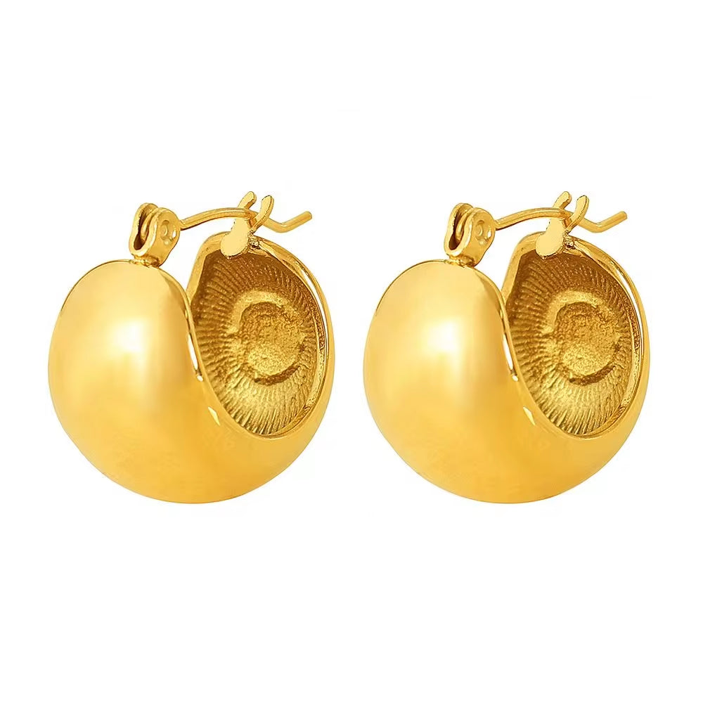 JEWELRY EH236 Customize Stainless Steel Gold Plated 18K U Shaped Drop Earrings Glossy round Ball Earrings for Women My Store