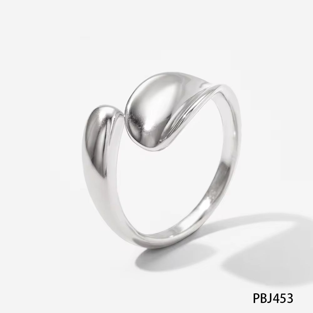 New 2024 Unique Stylish Glossy Surface Ring Casual Geometry Irregular Stainless Steel Rings for Girls My Store