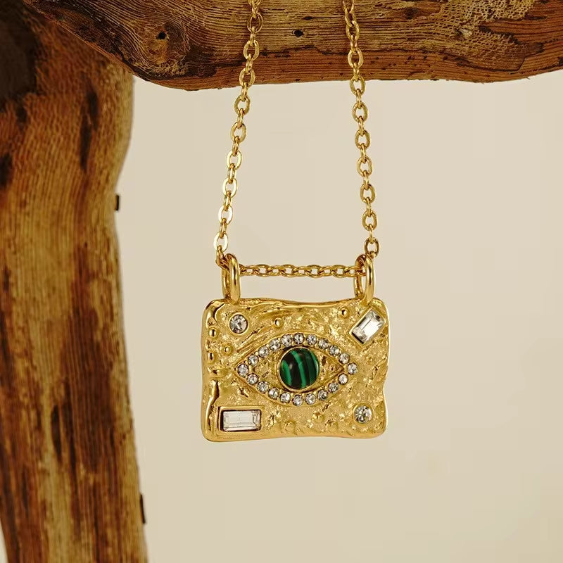 Fashion Waterproof Natural Stone Necklace Pendant Stainless Steel Gold Plated Pearl Necklace My Store