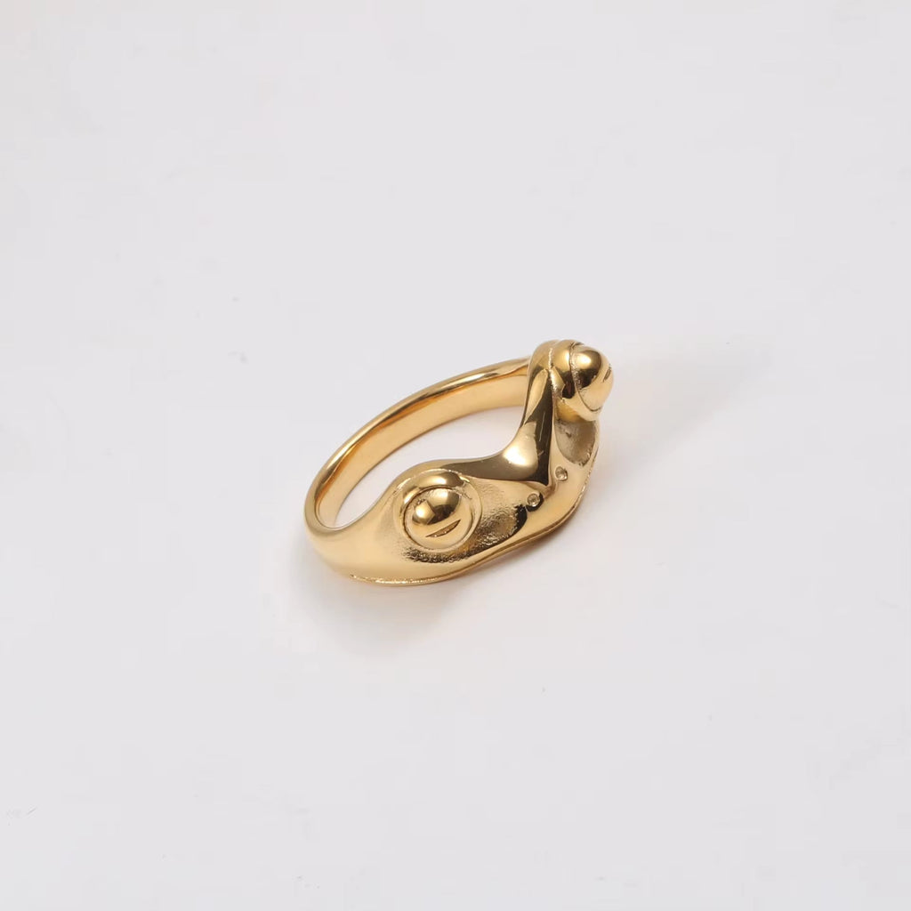 18K Gold Plated Stainless Steel Frog Rings Frog Shape Design Waterproof High Polished Hip Hop Rings for Women My Store