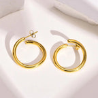 Popular Gold Plating Smooth Circle Earrings Chic Fade Never Fade Stainless Steel round Circle Hoop Earrings My Store