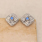 Classic Textured Geometric Stainless Steel Ear Stud Girl Women'S Golden Jewelry Square Knot Earrings Wholesale My Store