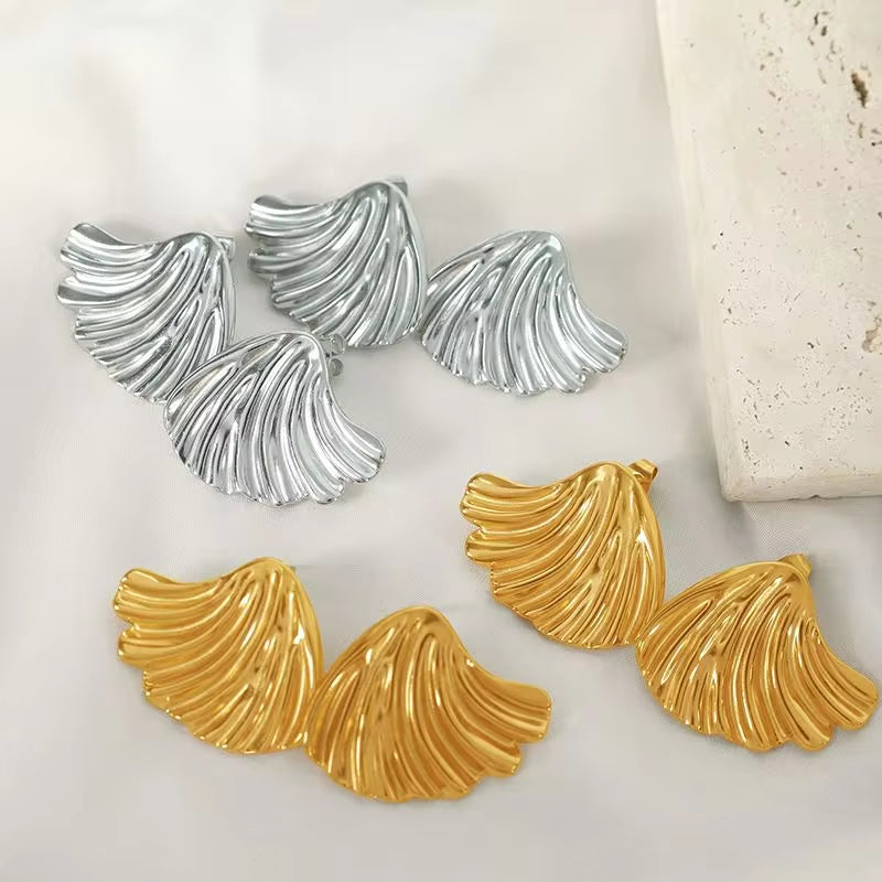 JEWELRY EH169 Fashion Simple Earrings Gold Wave Earrings Personality Exaggerated Temperament Earrings My Store