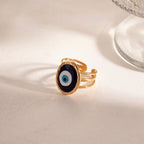 Jewelry 18K Gold Plated Three Layer Eye Ring Stainless Steel Blue Enamel Evil Eyes Stacking Rings My Store