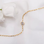 18K PVD Gold Plated Waterproof Stainless Steel Paper Clip Chain round Zirconia Bracelet for Women Wholesale Jewelry My Store