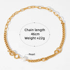 Stainless Steel Twist Chain Pearl Necklace OT Buckle Baroque Freshwater Pearl Twisted Chain Necklace Women My Store