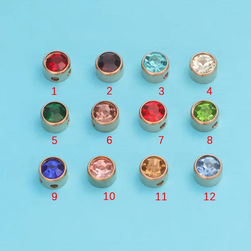 Waterproof 18K PVD Gold Plated 12 Month Birthstone Necklace Stainless Steel Colorful Crystal Pendant Necklace for Women My Store