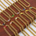 Exquisite Stainless Steel 18K PVD Gold Plated Emerald Gemstone Birthstone Pendant Cubic Zircon Choker Necklace Jewelry My Store