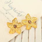 JEWELRY EH288 Exaggerated Design Earrings 18K Gold Stainless Steel Tiger Eye Stone Earrings Fashion Earrings My Store