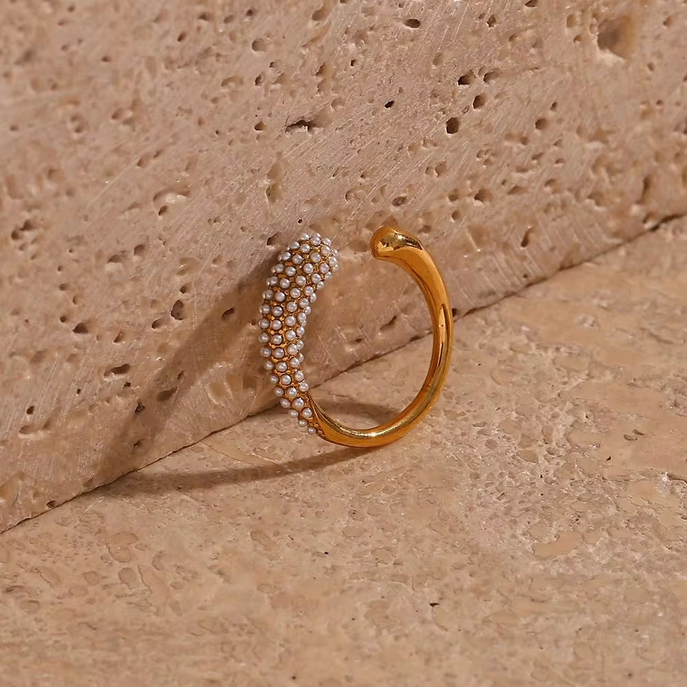 Wholesale Fine Jewelry 18K Gold Plated Stainless Steel Cz Diamond Finger Ring Gold Weeding Band Ring Adjustable Open Ring My Store