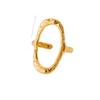 Punk Simple Oval round Rings Chic 18K Gold Plated Adjustable Opening Cuff Geometric Stainless Steel Ring for Women Men Unisex My Store