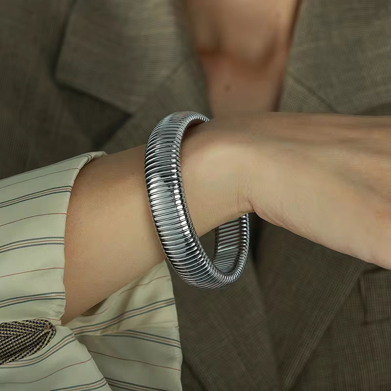 JEWELRY SZ02 New Stretch Circle Bangles Stainless Steel 18K Gold Plated Fashion Bangles My Store