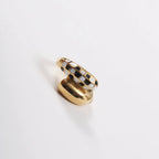 Wholesale 18K Gold Plated Black White Plaid Binding Stainless Steel Rings for Women My Store