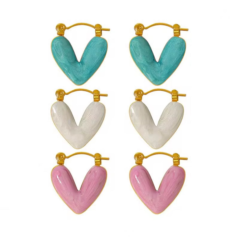 JEWELRY EH62 Factory Hot Sale Explosive Earrings Fresh and Sweet Heart-Shaped Enamel Earrings My Store