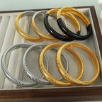 JEWELRY SZ12 Fashion Wide Face Colorblock Bangles Stretchy Snake Bone Hip Hop Style Bangles My Store