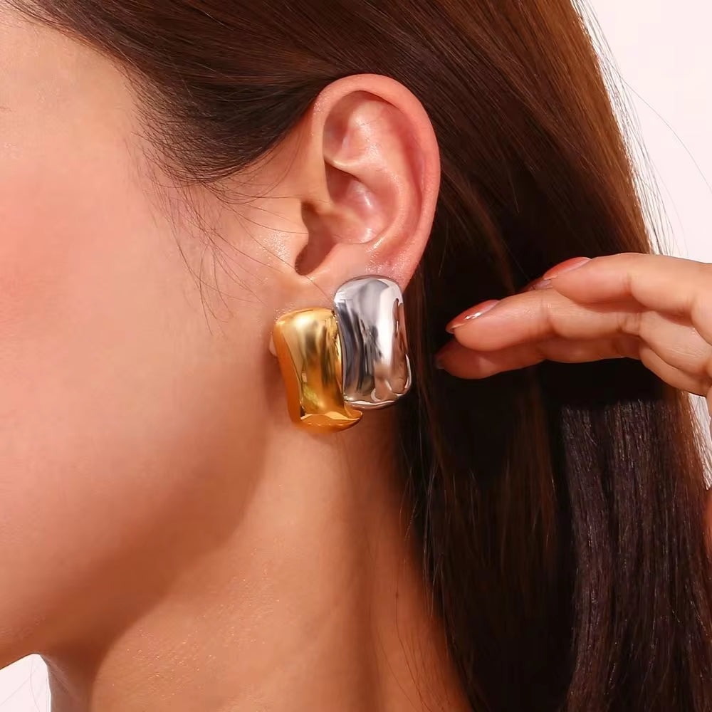 Minimalist Jewelry Rectangle Stud Earrings 18K Gold Plated Stainless Steel Statement Earrings My Store