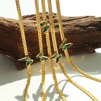 Y2K Custom Gold Plated Fashion Jewelry Long Curb Chain Enamel Pendant Butterfly Necklace Stainless Steel Women My Store