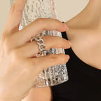 Fashion Metal Chain Twist Open Ring 18K Gold Plated Titanium Steel Non Tarnish Stainless Steel Jewelry Women My Store