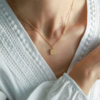 JEWELRY XL03 French Love Heart Peach Heart Striped Collarbone Chain Plated with 18K Gold Stainless Steel Necklace My Store