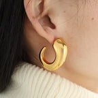 JEWELRY EH230-1 French Haute Sense of 18K Gold C-Shaped Hollow Earrings Geometric Minimalist Earrings for Women My Store