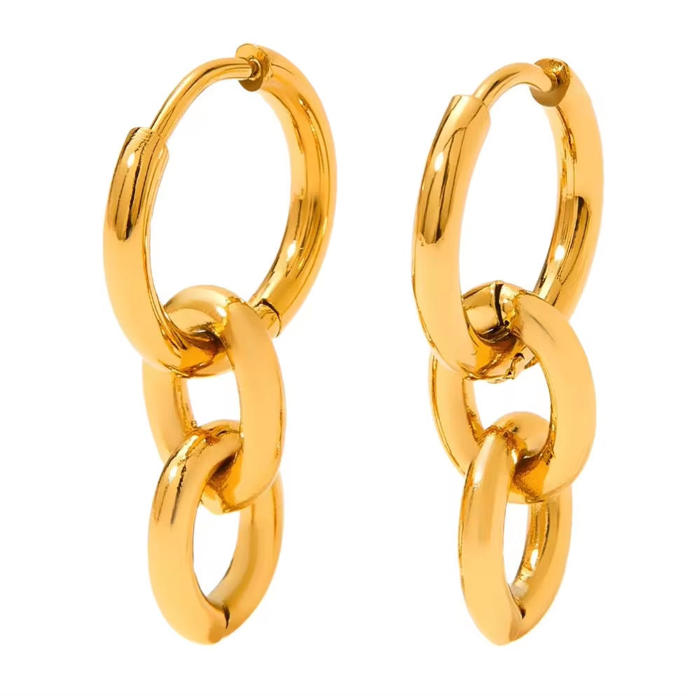 2024 Hip Hop Punk Chunky Cuban Link Chain Long Hanging Aesthetics Bijoux Gold Color Thick Oval Curb Chain Link Drop Earrings My Store