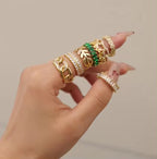 Shiny CZ Stone Cubic Zircon Paved Chain Pig Nose Butterfly 18K Gold Plated Brass Opening Rings My Store