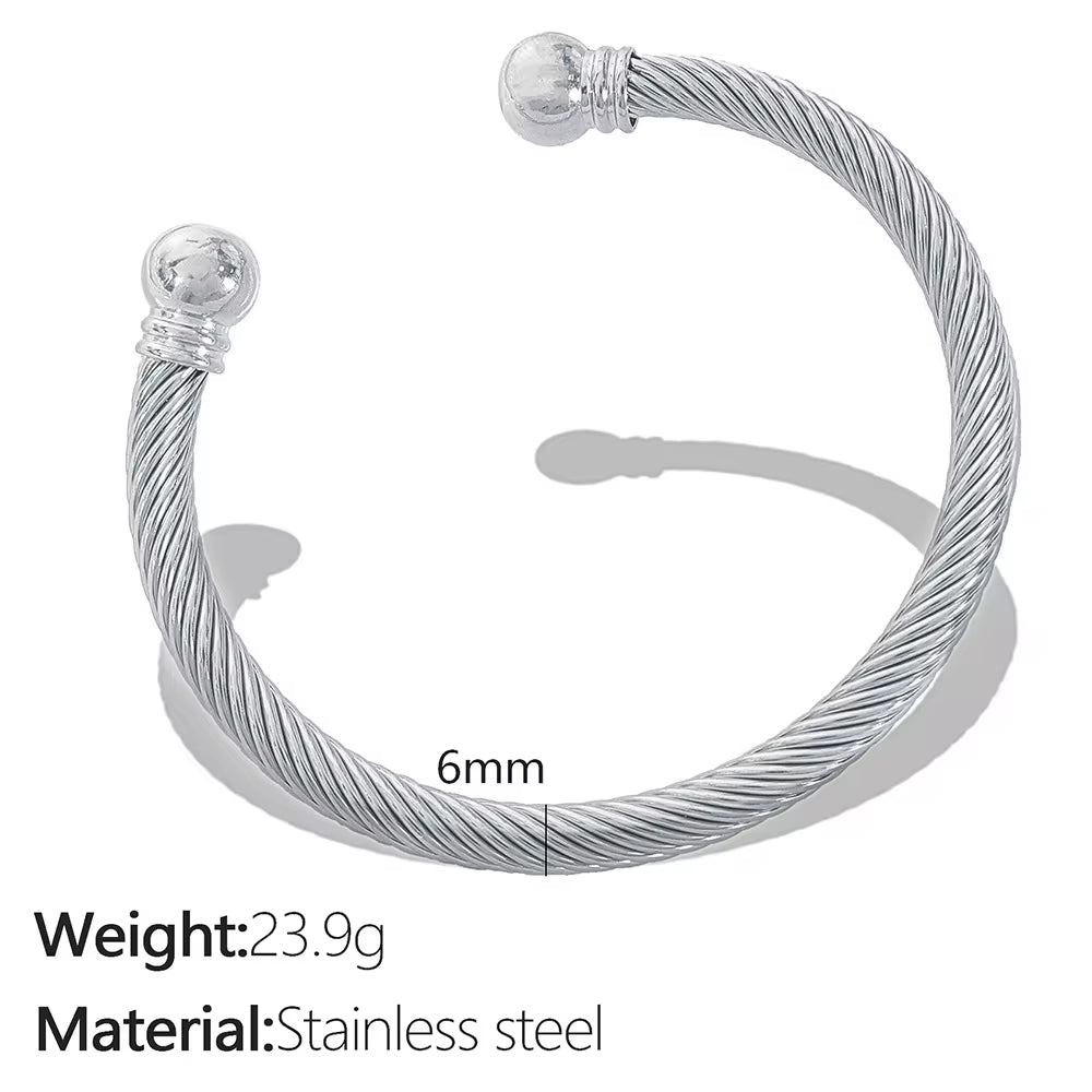 JEWELRY SZ55 Custom Stretch Threaded Stainless Steel Wire Bracelet Wholesale for Men Bangles My Store