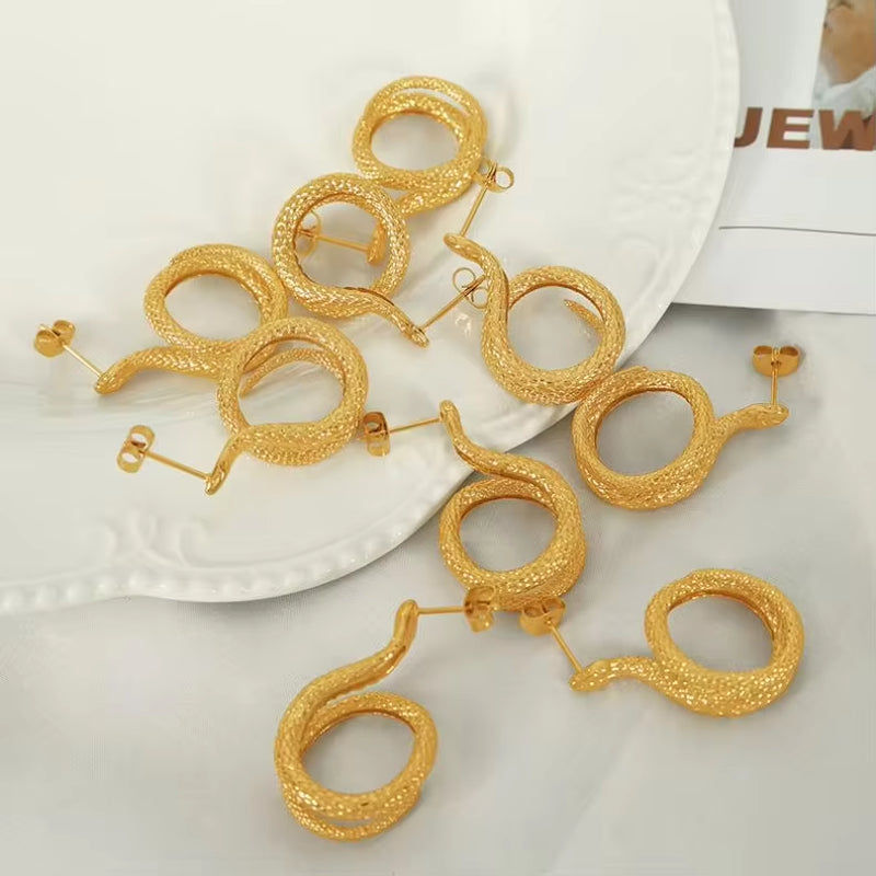 JEWELRY EH195 Korean Version of the Earrings Temperament Small Snake Hundred with Earrings Simple Gold-Plated 18K My Store