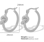 JEWELRY EH173 Knotted Circle Earrings Circle Earrings Stainless Steel 18K Gold Plated Earrings for Women My Store