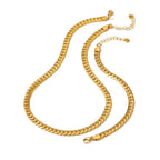 High Quality Simple 6.5Mm Width NK Cuban Chain Necklace PVD Plated Waterproof Bracelet Stainless Steel Jewelry Sets for Women My Store