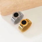 Ins Fashion 8Mm Wide Women&Men Watch Band Ring Stainless Steel Mesh Roman Numeral Shell Ring My Store