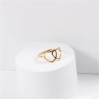 High End 18K PVD Gold Plated Double Heart Rings Stainless Steel Jewelry Women Gift My Store
