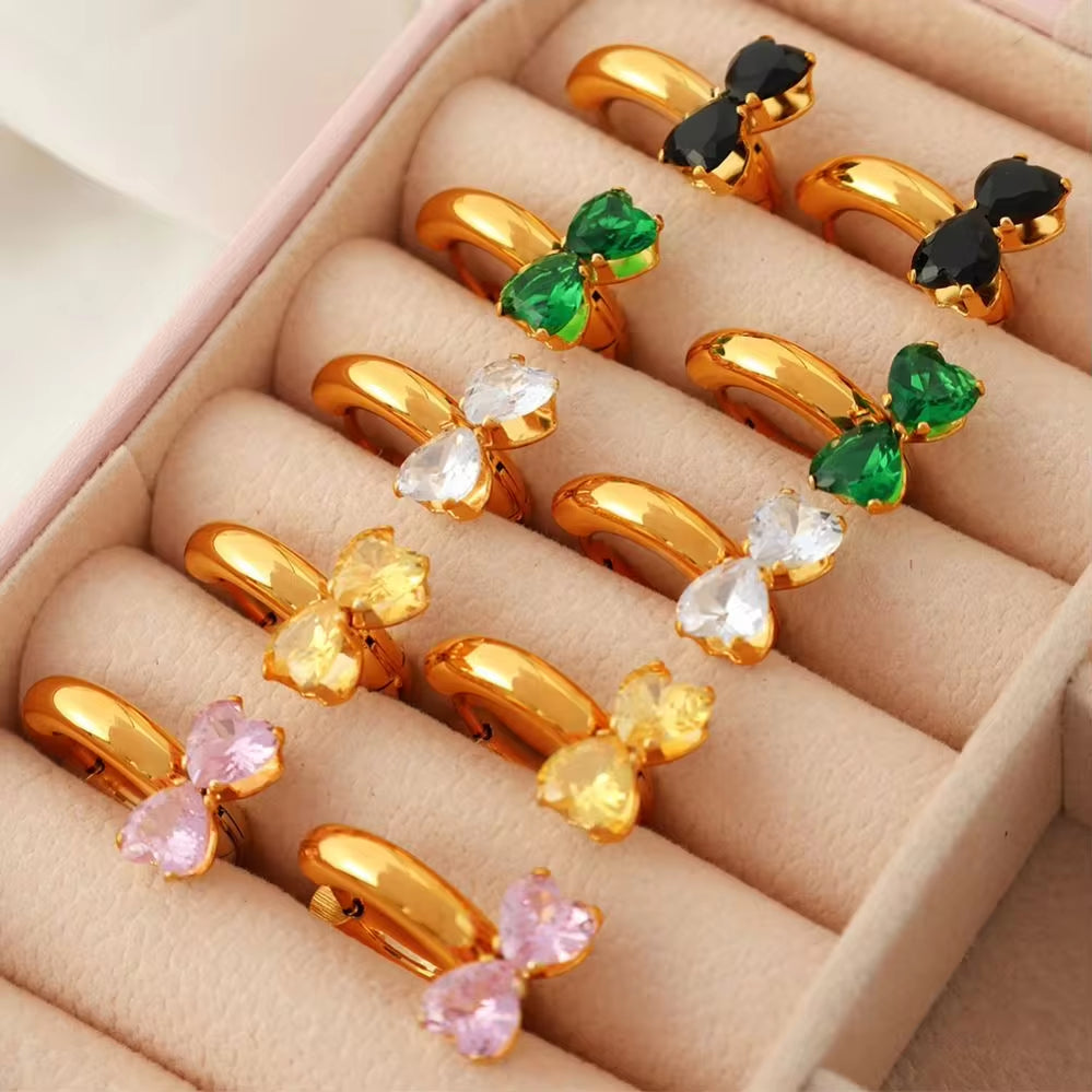 JEWELRY EH299 French Fashion Design Sense of Jewelry Stainless Steel Bow Zirconia Popular Personalized Earrings My Store