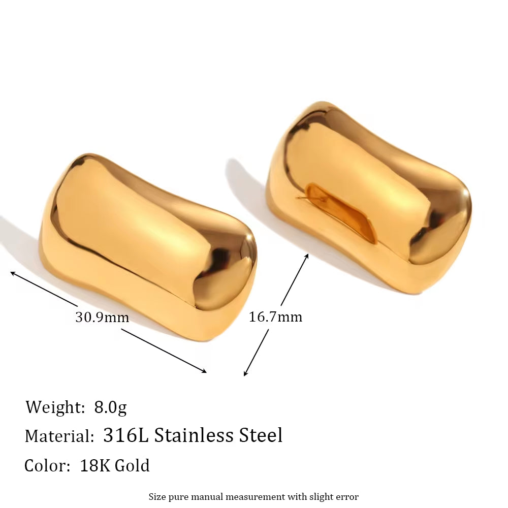 Minimalist Jewelry Rectangle Stud Earrings 18K Gold Plated Stainless Steel Statement Earrings My Store