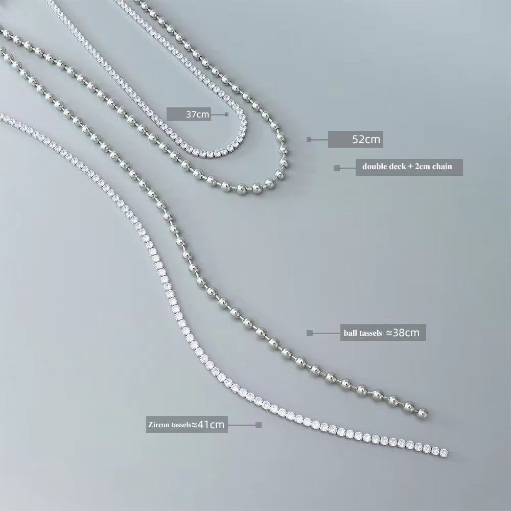 Best Price of Zircon Chain Long Stainless Steel Necklace Chain for Women My Store