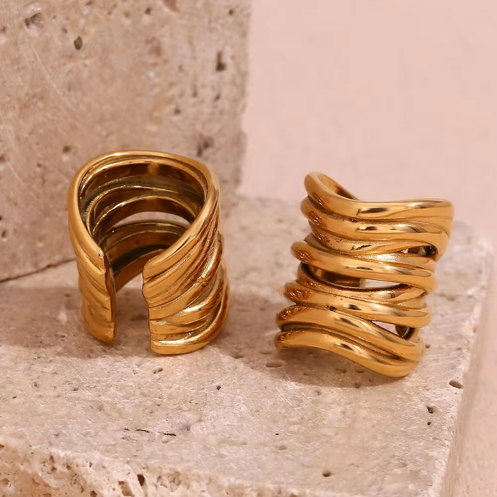 Vintage Multilayer Ear Cuffs Gold Plated Clip on Earrings Stainless Steel Jewelry Wholesale My Store