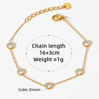 Trendy Exquisite Fashion Jewelry Stainless Steel Charm Pulseras Gold Link Chain Colorful Zircon Bracelet My Store