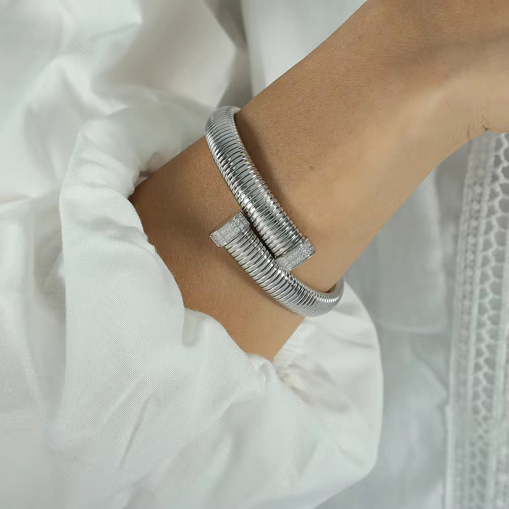 JEWELRY SZ03 Wholesale Stretch Snake Bone Chain Bangles Fashion Opening Adjustable Bangles My Store