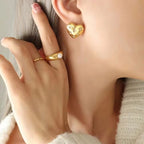 Fashion Jewelry Luxury Cubic Zirconia Stainless Steel 18K Gold Plated Love Heart Stud Earrings Charm Women My Store