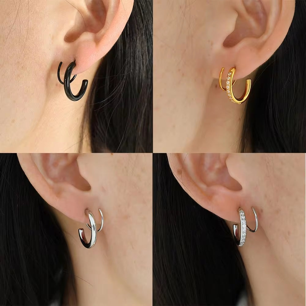 JEWELRY EH242-3 Hot Sale Earring Clasp Exaggerated Earrings Metal Plating Colour Preservation Earrings Set Zirconia My Store